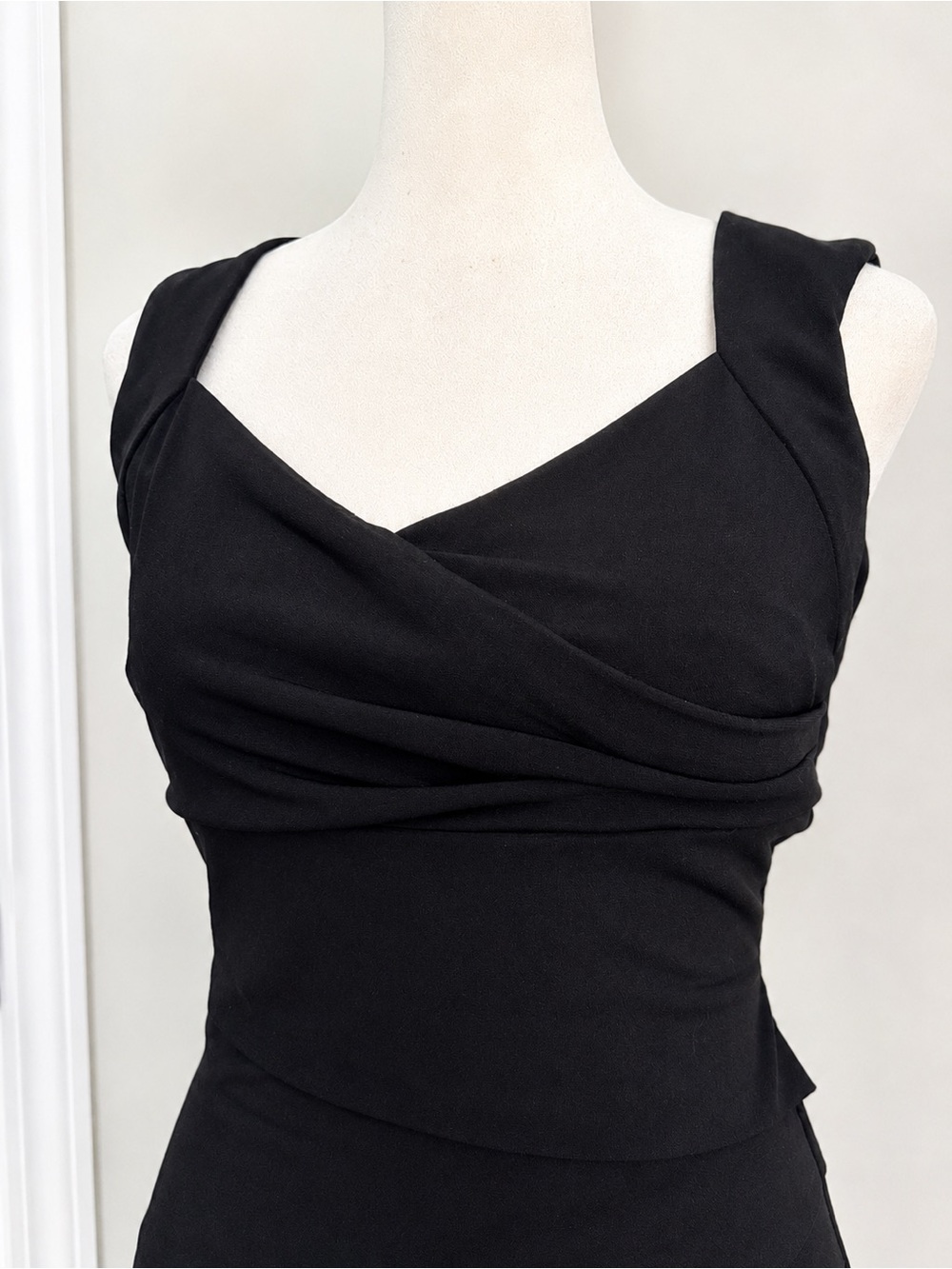 White House Black Market Black Sleeveless Tiered Sheath Midi Dress - Picture 3 of 6